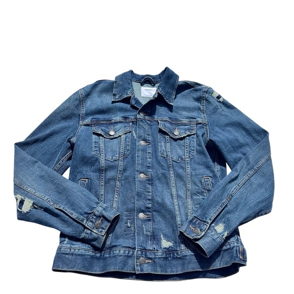 Old Navy distressed jeans jacket men’s medium - Picture 2 of 10